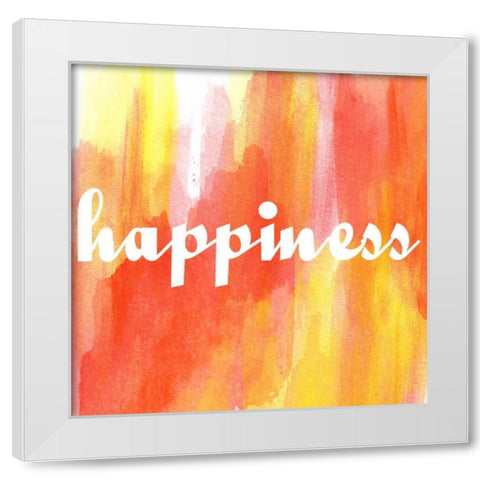 Warm Happiness White Modern Wood Framed Art Print by Matic, Jelena