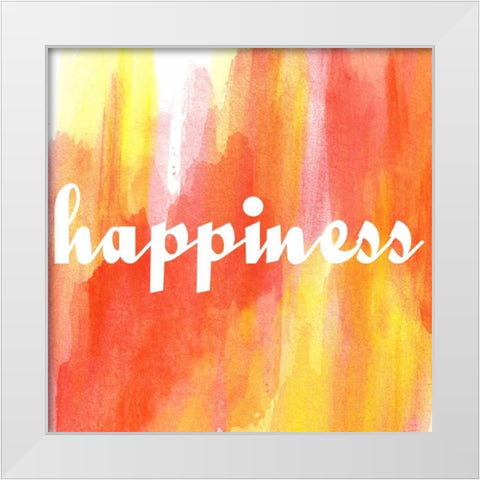 Warm Happiness White Modern Wood Framed Art Print by Matic, Jelena
