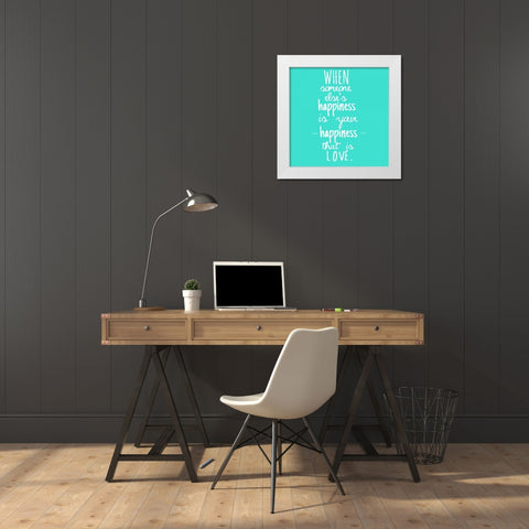 Happiness And Love White Modern Wood Framed Art Print by Matic, Jelena