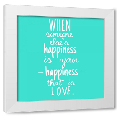 Happiness And Love White Modern Wood Framed Art Print by Matic, Jelena