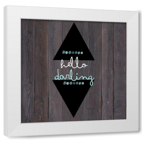 Hello Darling White Modern Wood Framed Art Print by Matic, Jelena