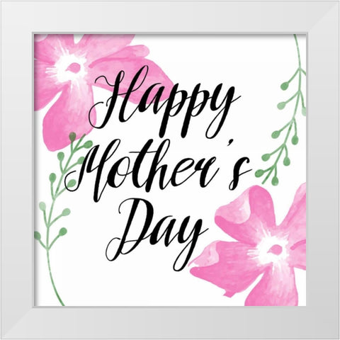 Floral Mothers Day 1 White Modern Wood Framed Art Print by Matic, Jelena