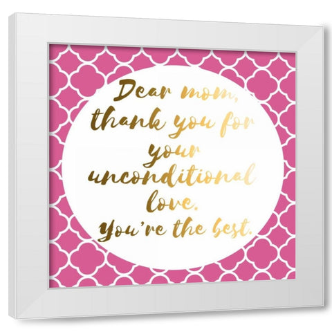Thank You Mom White Modern Wood Framed Art Print by Matic, Jelena