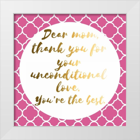 Thank You Mom White Modern Wood Framed Art Print by Matic, Jelena