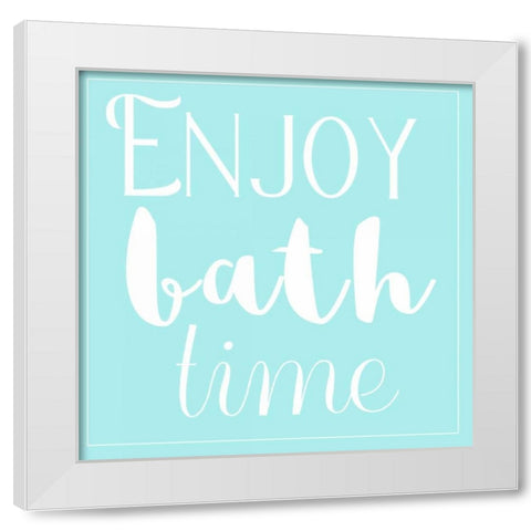 Enjoyable Bath White Modern Wood Framed Art Print by Matic, Jelena