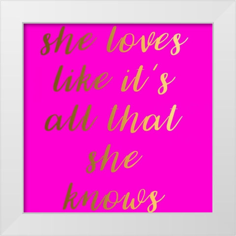 She Loves White Modern Wood Framed Art Print by Matic,Jelena