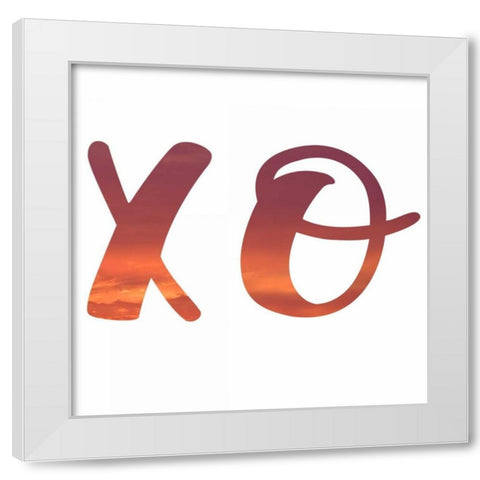 XO Sunset White Modern Wood Framed Art Print by Matic,Jelena