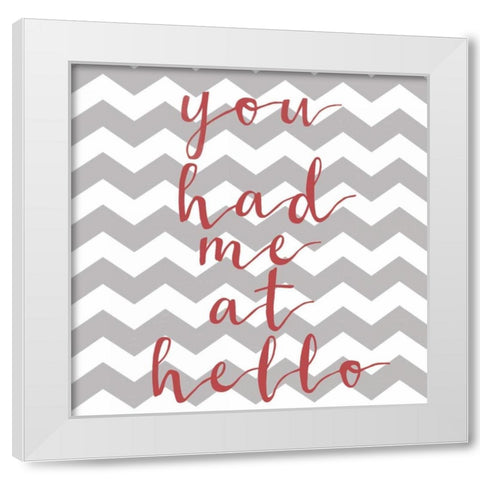 At Hello Chevron White Modern Wood Framed Art Print by Matic,Jelena