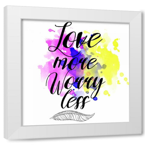 Love More Splash White Modern Wood Framed Art Print by Matic,Jelena