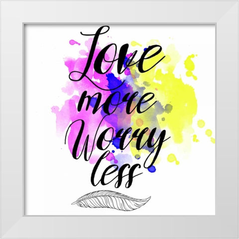 Love More Splash White Modern Wood Framed Art Print by Matic,Jelena