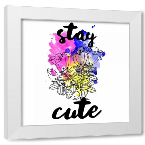 Stay Cute Splash White Modern Wood Framed Art Print by Matic,Jelena