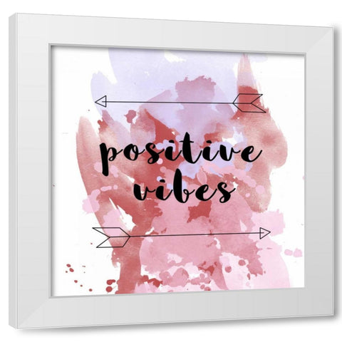 Positive Vibes Pink Splash White Modern Wood Framed Art Print by Matic,Jelena