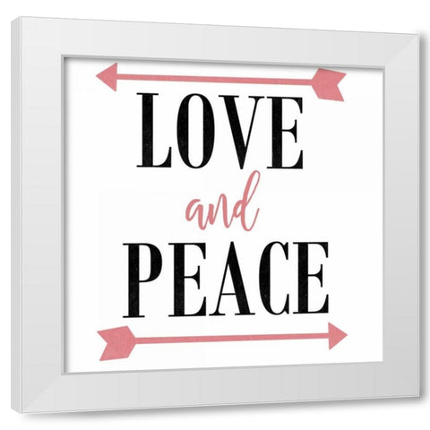 Love and Peace Arrow White Modern Wood Framed Art Print by Matic,Jelena