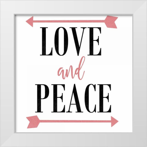 Love and Peace Arrow White Modern Wood Framed Art Print by Matic,Jelena
