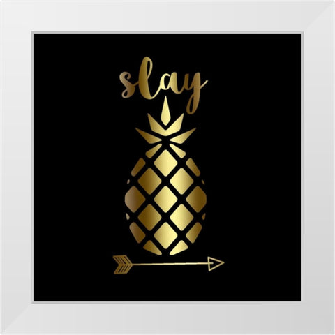 Slay Black Gold White Modern Wood Framed Art Print by Matic,Jelena