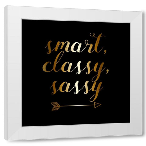 Smart Classy Sassy Black Gold White Modern Wood Framed Art Print by Matic,Jelena
