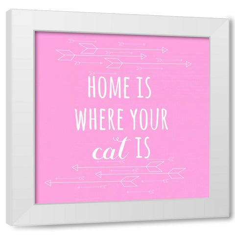 Home Cat White Modern Wood Framed Art Print by Matic,Jelena