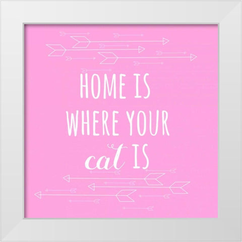 Home Cat White Modern Wood Framed Art Print by Matic,Jelena