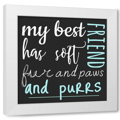 Best Friend Purrs White Modern Wood Framed Art Print by Matic,Jelena