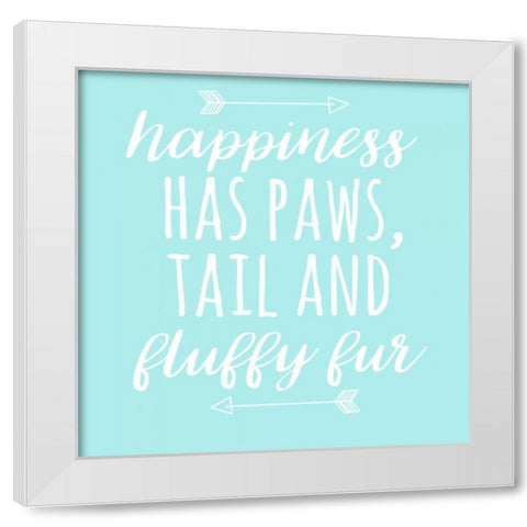Happiness Paws Blue White Modern Wood Framed Art Print by Matic,Jelena