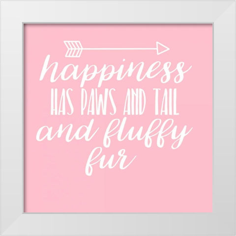 Happiness Paws Pink White Modern Wood Framed Art Print by Matic,Jelena