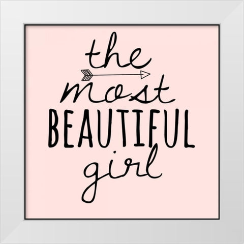 Beautiful Girl White Modern Wood Framed Art Print by Matic,Jelena