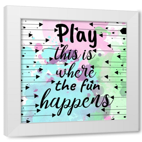 Play Happens White Modern Wood Framed Art Print by Matic,Jelena