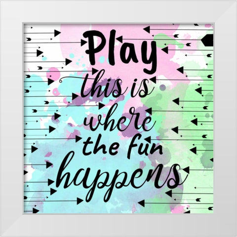 Play Happens White Modern Wood Framed Art Print by Matic,Jelena