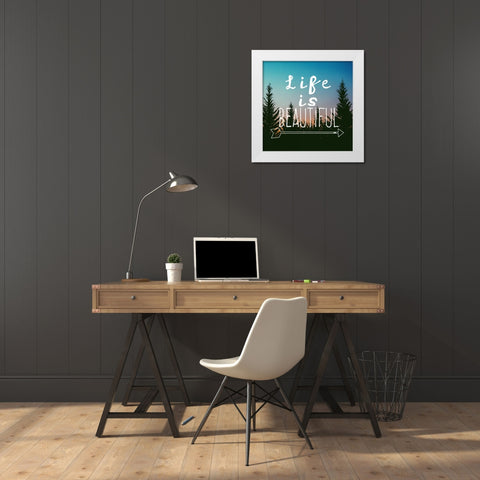 Insta Life Is Beautiful White Modern Wood Framed Art Print by Matic,Jelena