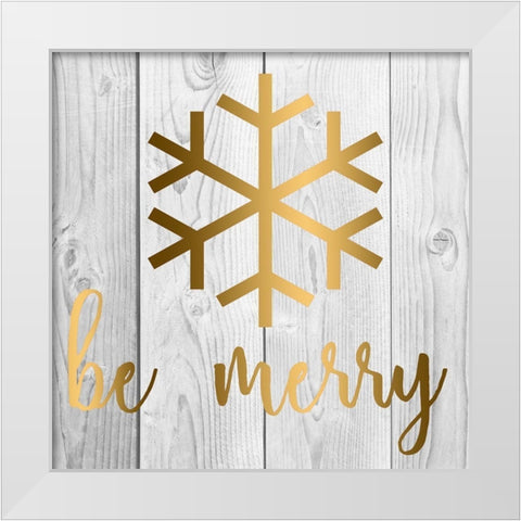Be Merry White Modern Wood Framed Art Print by Matic, Jelena