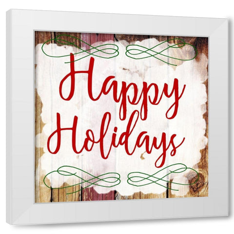 Happy Holidays White Modern Wood Framed Art Print by Matic, Jelena