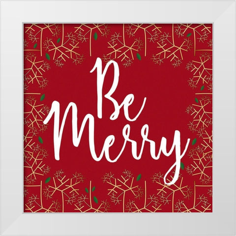Be Merry White Modern Wood Framed Art Print by Matic, Jelena
