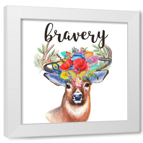 Sweet Deer White Modern Wood Framed Art Print by Matic, Jelena