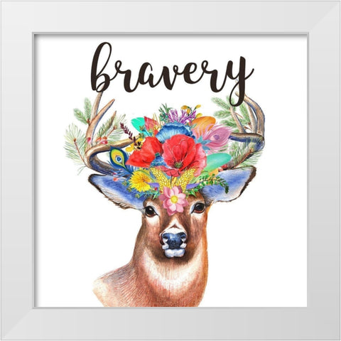 Sweet Deer White Modern Wood Framed Art Print by Matic, Jelena