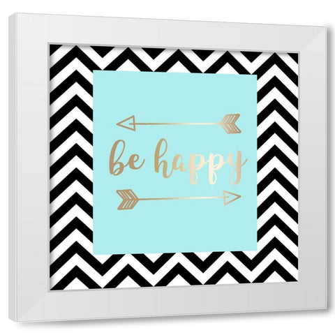 Happy White Modern Wood Framed Art Print by Matic, Jelena