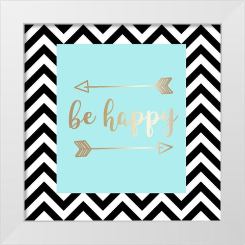 Happy White Modern Wood Framed Art Print by Matic, Jelena