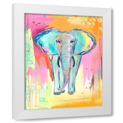 Tie Dye Elephant White Modern Wood Framed Art Print by McCully, Jennifer