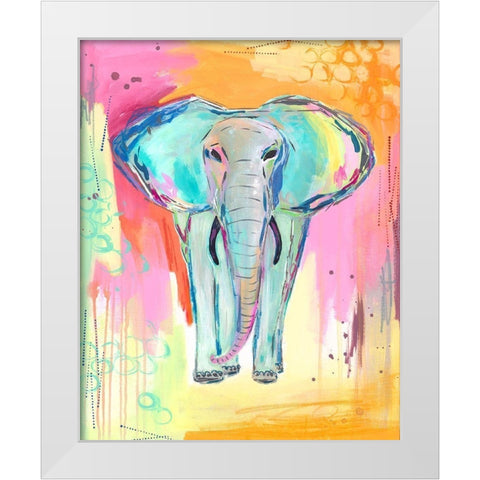 Tie Dye Elephant White Modern Wood Framed Art Print by McCully, Jennifer