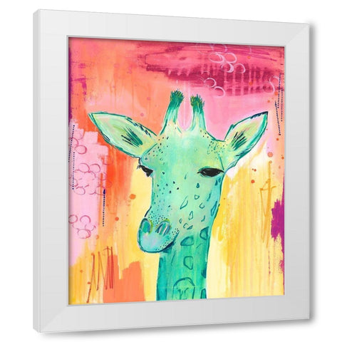Tie Dye Giraffe White Modern Wood Framed Art Print by McCully, Jennifer