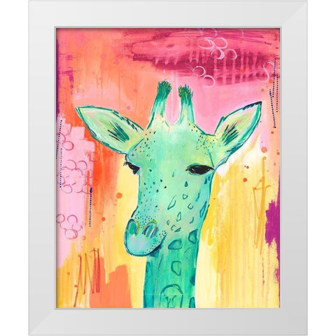 Tie Dye Giraffe White Modern Wood Framed Art Print by McCully, Jennifer
