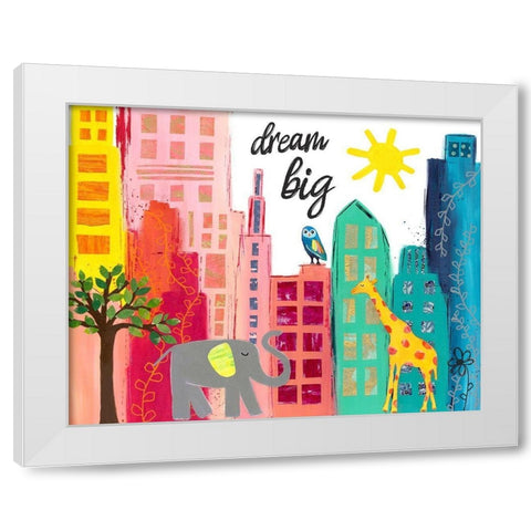 Dream Big Animals in the City White Modern Wood Framed Art Print by McCully, Jennifer