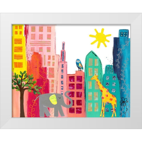 Animals in the City White Modern Wood Framed Art Print by McCully, Jennifer