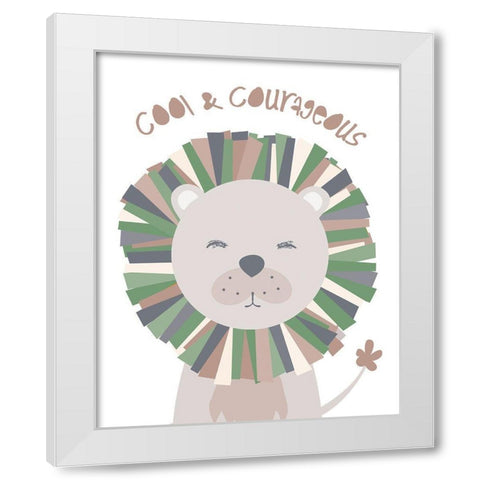 Cool_Lion_NoSunglasses White Modern Wood Framed Art Print by McCully, Jennifer