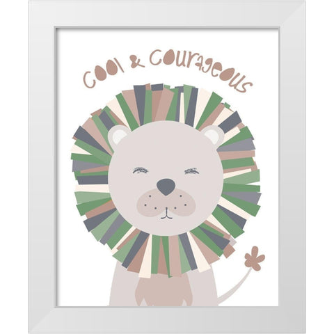 Cool_Lion_NoSunglasses White Modern Wood Framed Art Print by McCully, Jennifer