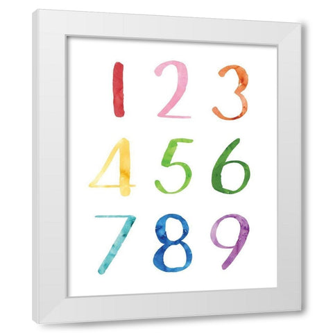 Watercolor Numbers White Modern Wood Framed Art Print by McCully, Jennifer