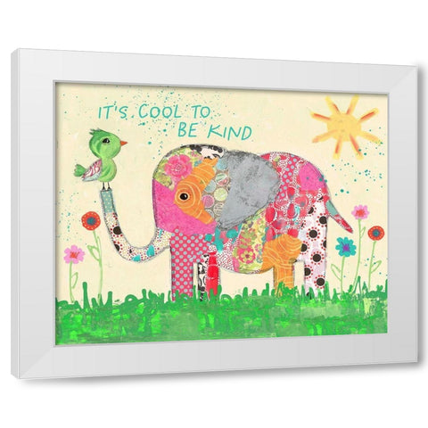 Cool To Be Kind Elephant White Modern Wood Framed Art Print by McCully, Jennifer