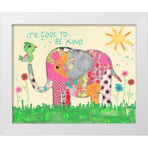 Cool To Be Kind Elephant White Modern Wood Framed Art Print by McCully, Jennifer