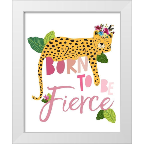 Born Fierce Cheetah 2 White Modern Wood Framed Art Print by McCully, Jennifer