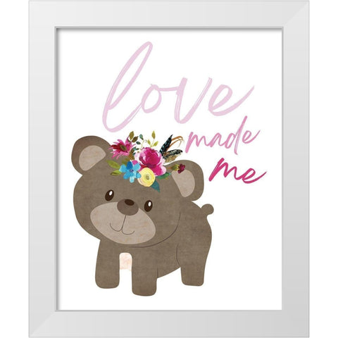 Love Made Me Bear White Modern Wood Framed Art Print by McCully, Jennifer