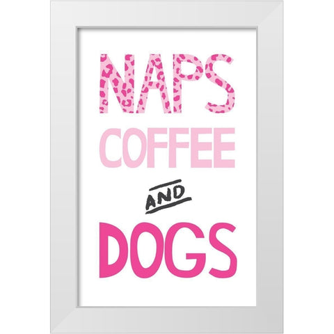 Naps Coffee Dogs 2 White Modern Wood Framed Art Print by McCully, Jennifer